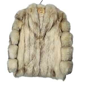 Vintage Arctic Fox White Fur Long Sleeve Front Pockets Coat Size Medium